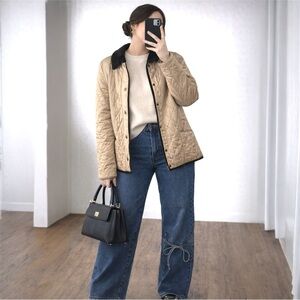 Charter Club Gold Quilted Puffer Jacket | Faux Fur Collar